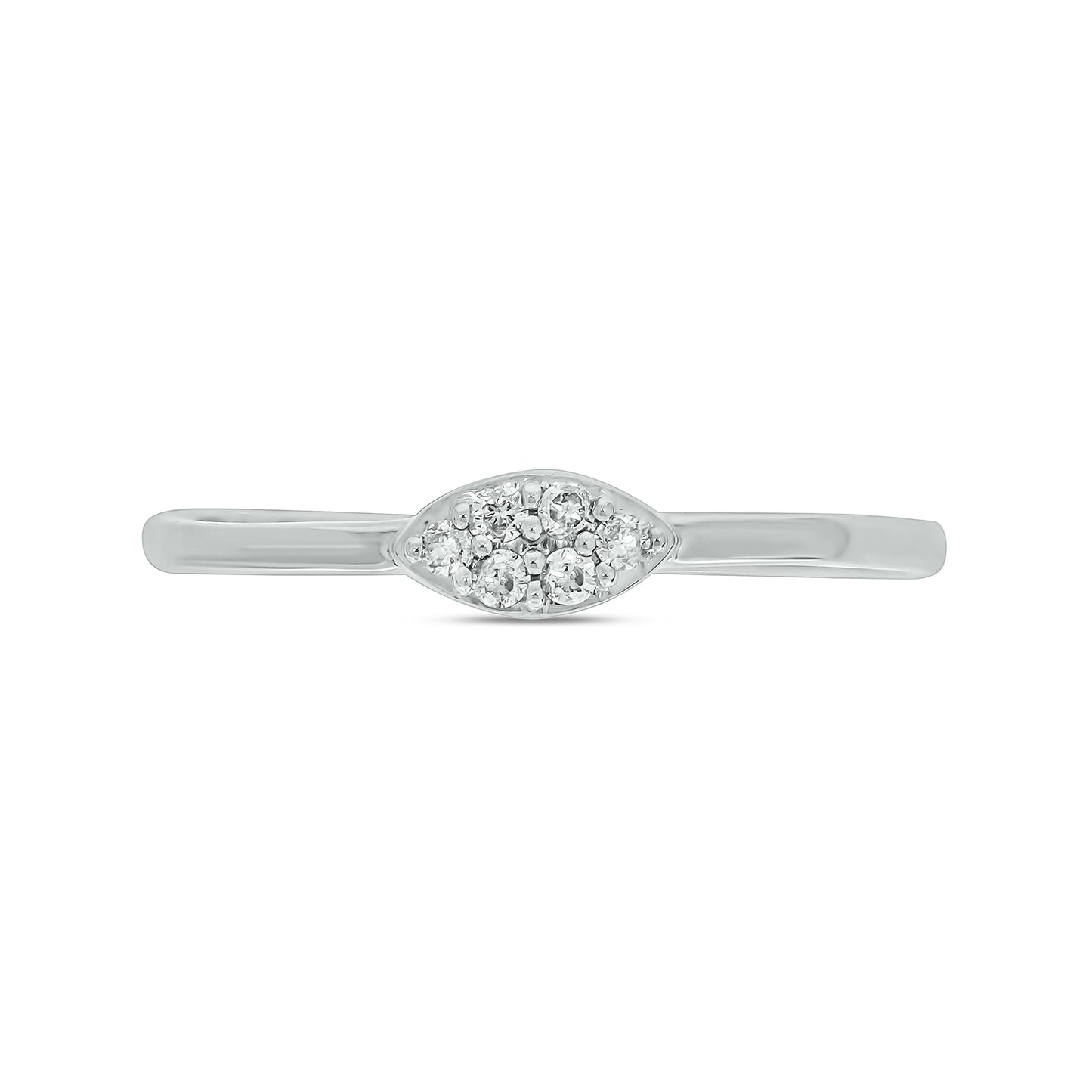 14KT Gold Oval Shaped Diamond Studded Dainty Ring