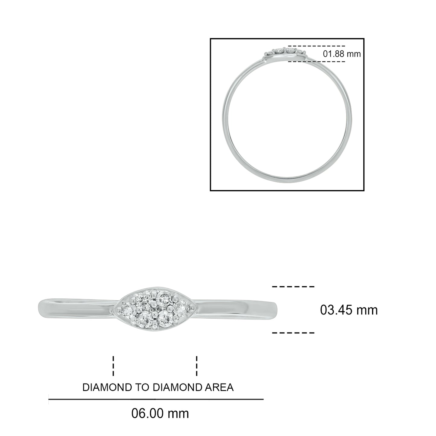 14KT Gold Oval Shaped Diamond Studded Dainty Ring