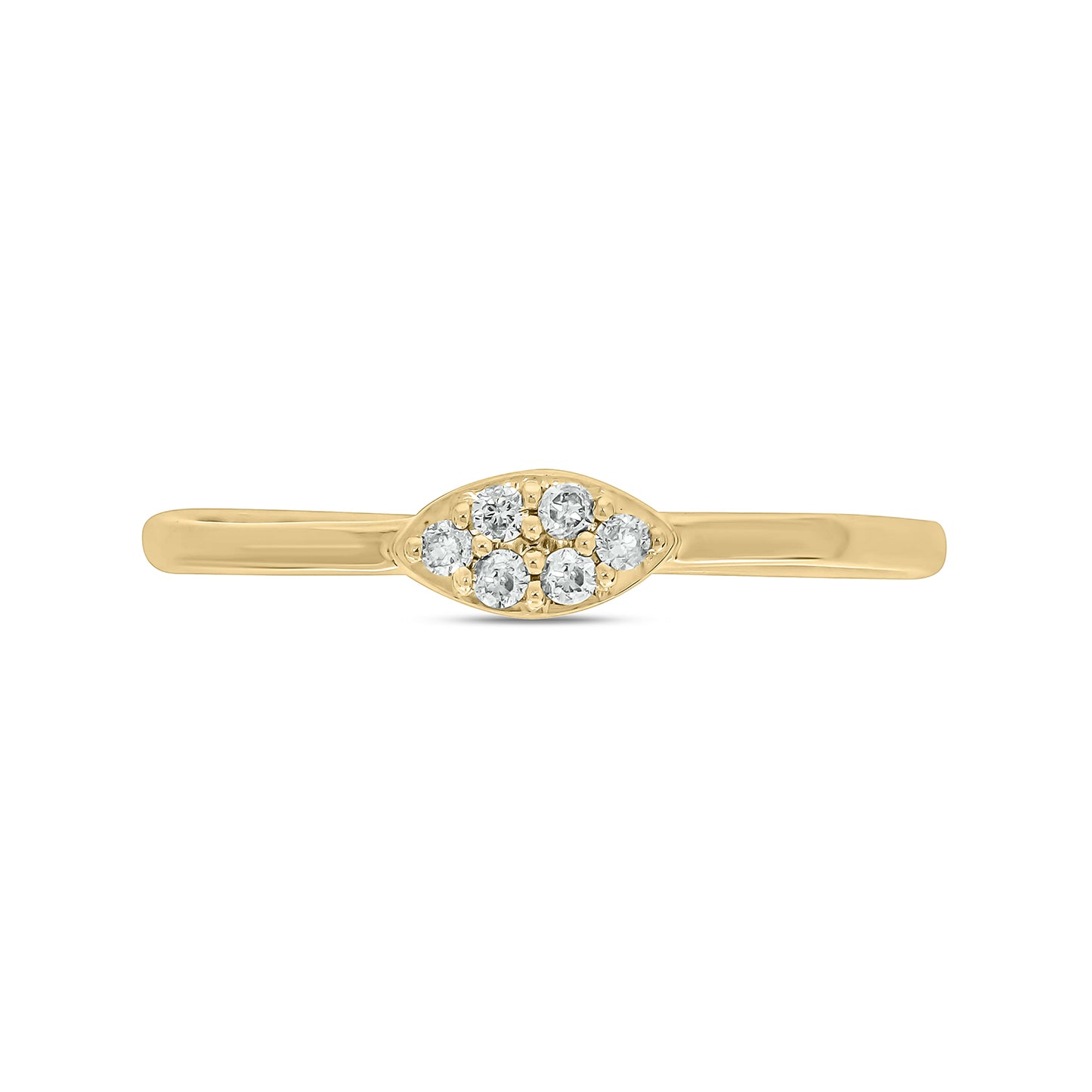 14KT Gold Oval Shaped Diamond Studded Dainty Ring