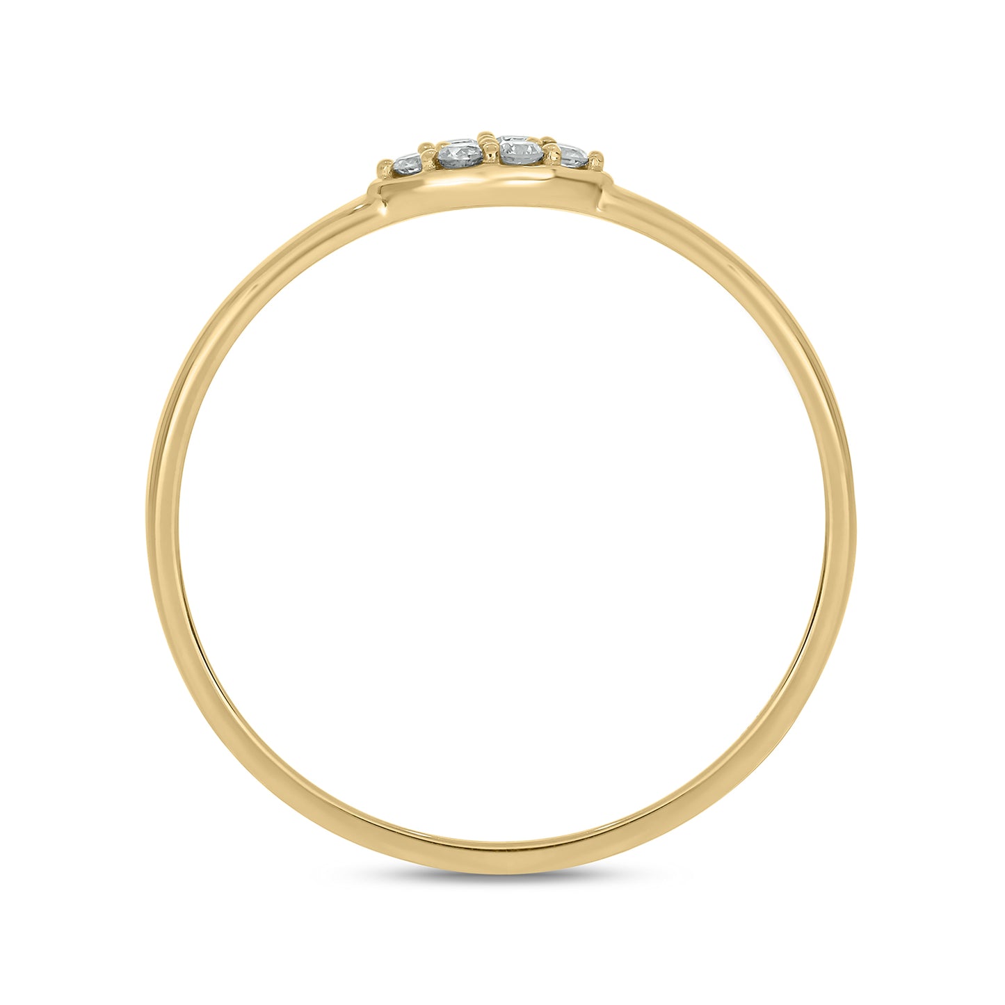 14KT Gold Oval Shaped Diamond Studded Dainty Ring