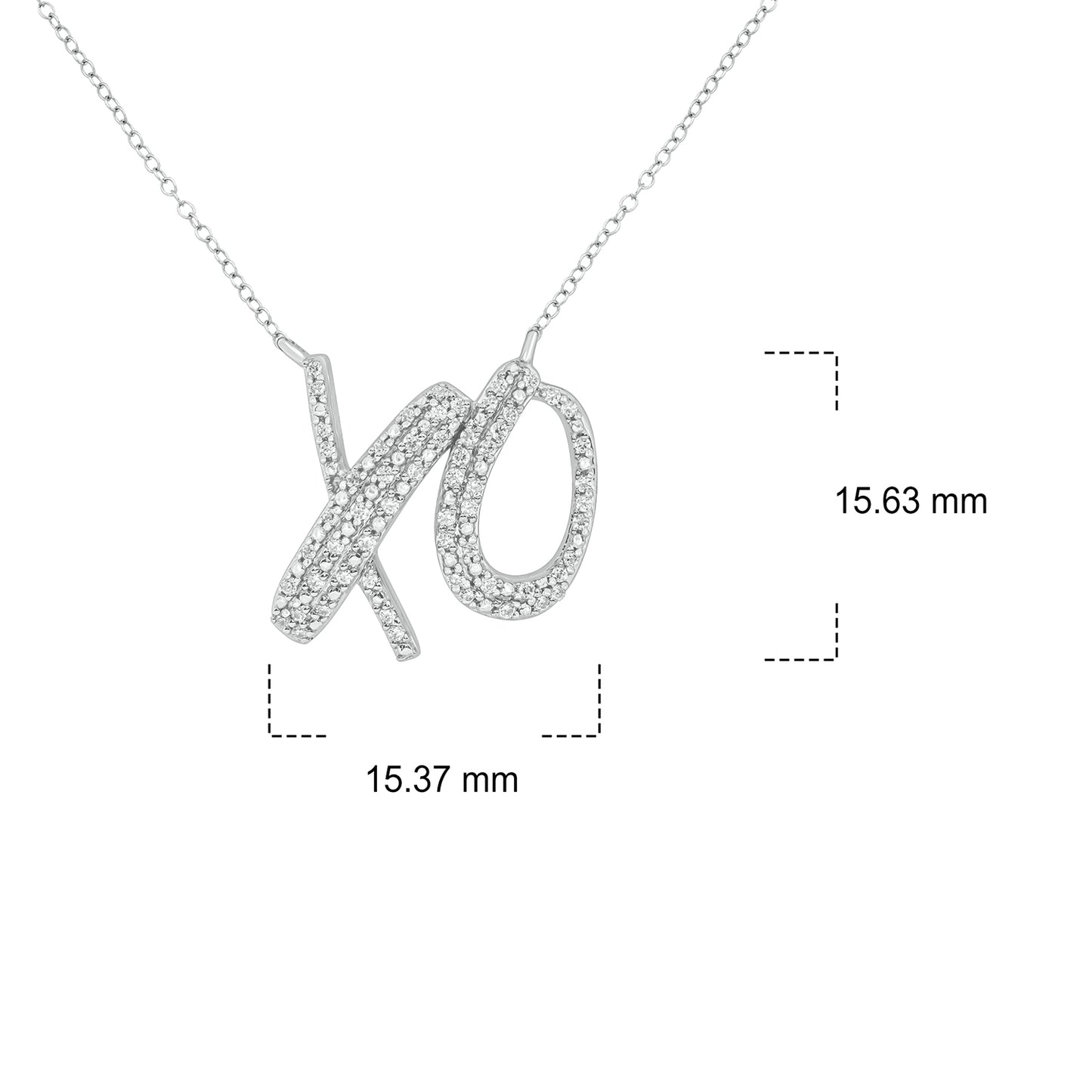 XO Diamond Necklace in 925 Sterling Silver