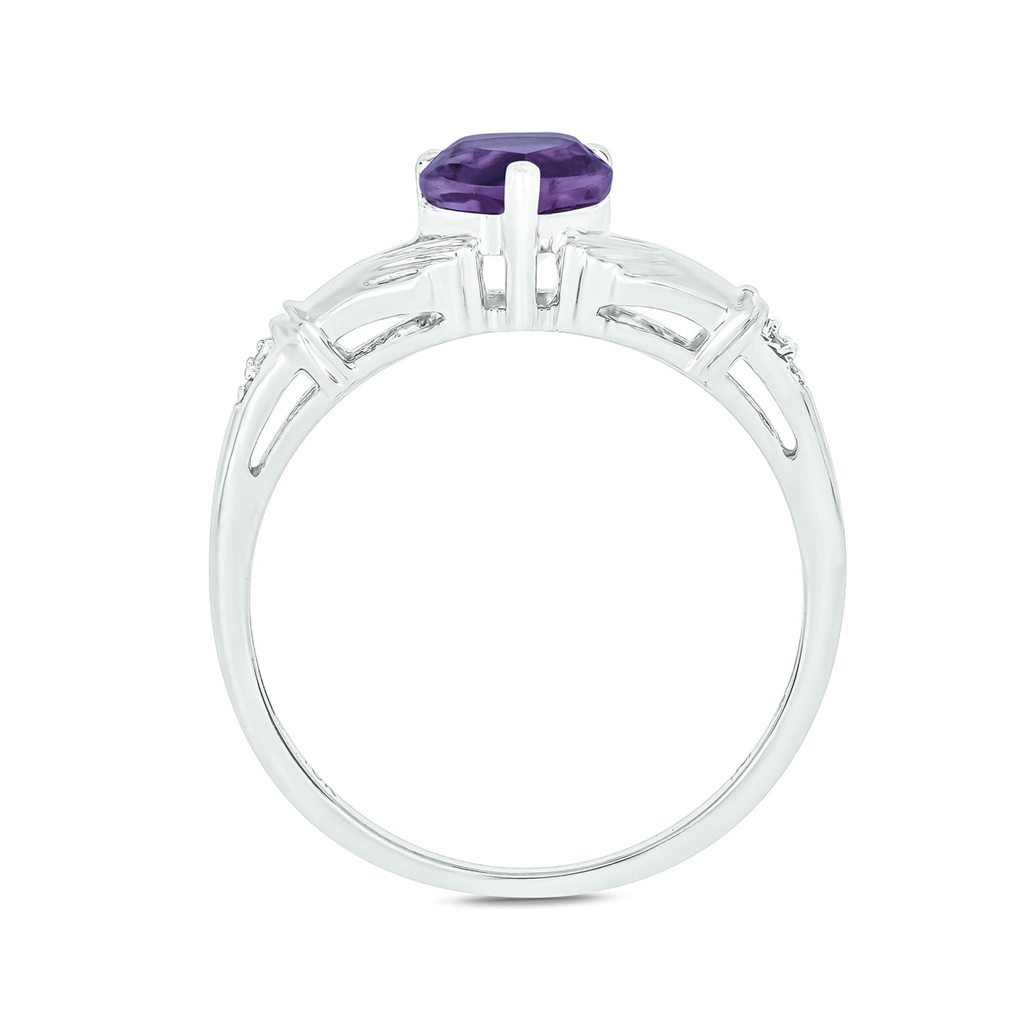 10K Gold Claddagh Amethyst Diamond Ring