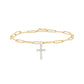 Cross Charm Diamond Bracelet in 14K Gold Vermeil