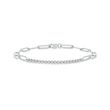 Exquisite Half Tennis & Paperclip Bracelet in 925 Sterling Silver