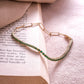 925 Sterling Silver Paper Clip & Emerald Gemstone Eternity Bracelet