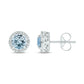 Round Coloured Stone Diamond Earrings in 925 Sterling Silver