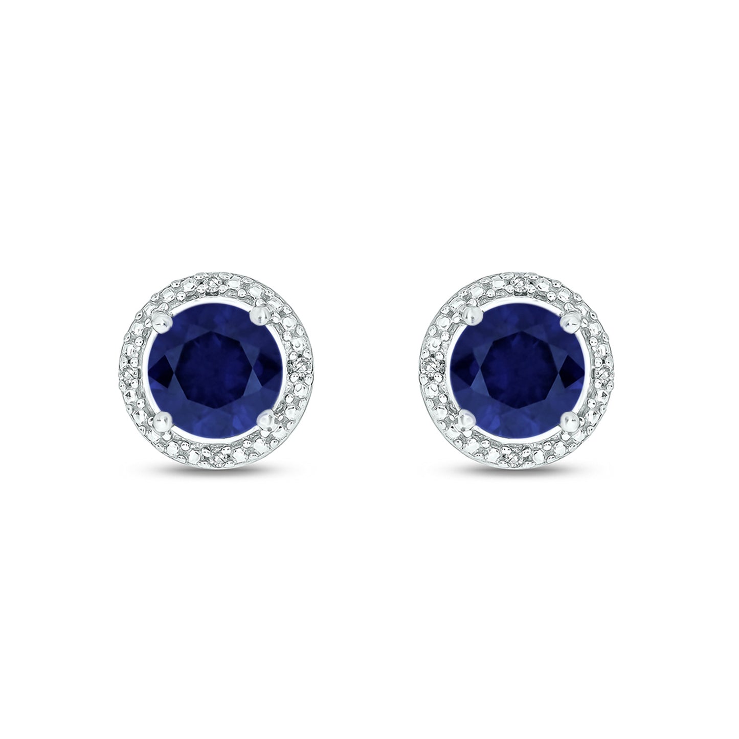 Round Coloured Stone Diamond Earrings in 925 Sterling Silver