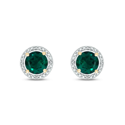 925 Sterling Silver Round Coloured Stone Diamond Earrings