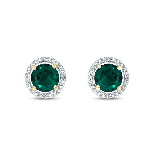 925 Sterling Silver Round Coloured Stone Diamond Earrings