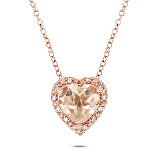 18K Gold Vermeil Morganite & Diamond Heart Necklace