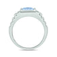 925 Sterling Silver Men's Square Created Gemstone & Diamond Ring