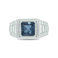 925 Sterling Silver Men's Natural Natural Gemstone & Diamond Ring