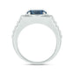 925 Sterling Silver Men's Ribbed Shank Round Natural Gemstone & Diamond Ring