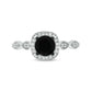 10KT Gold Round Black Sapphire Exquisite Diamond Ring