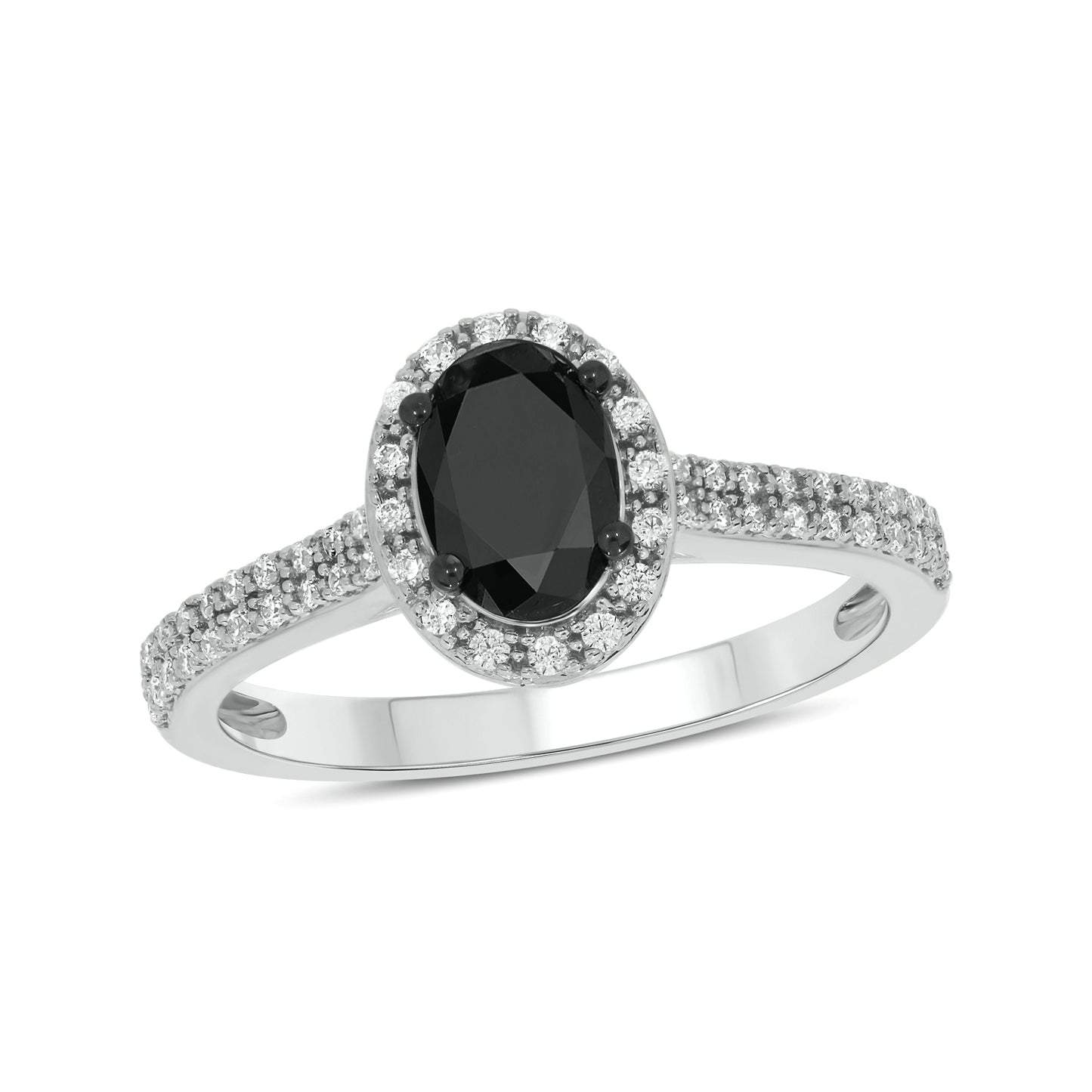 10KT Gold Oval Black Sapphire Stunning Diamond Ring