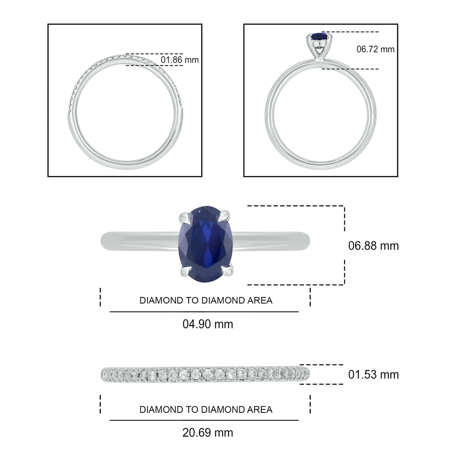 10KT Gold & Diamond & Blue Sapphire Wedding Ring Set