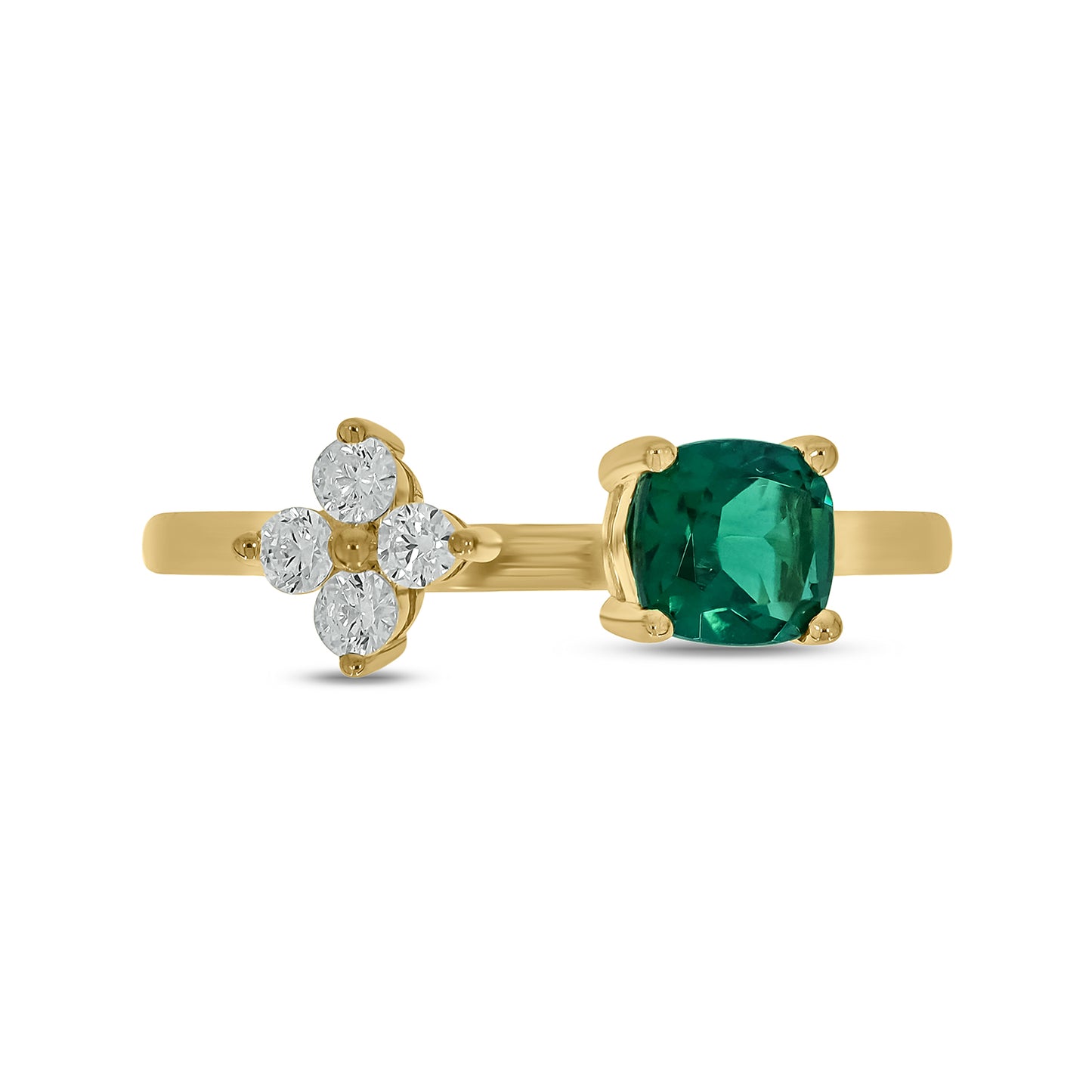 14KT Gold Gorgeous Emerald & Diamond Open ring