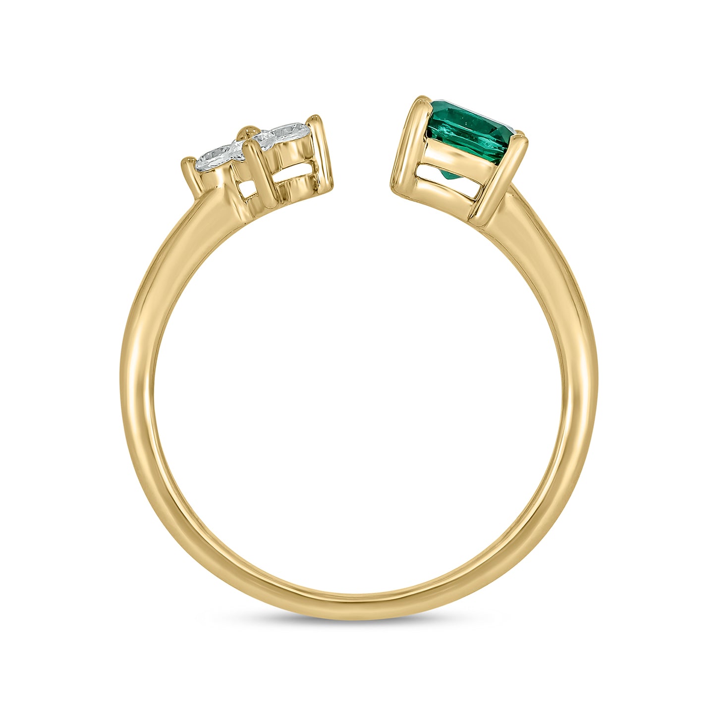 14KT Gold Gorgeous Emerald & Diamond Open ring