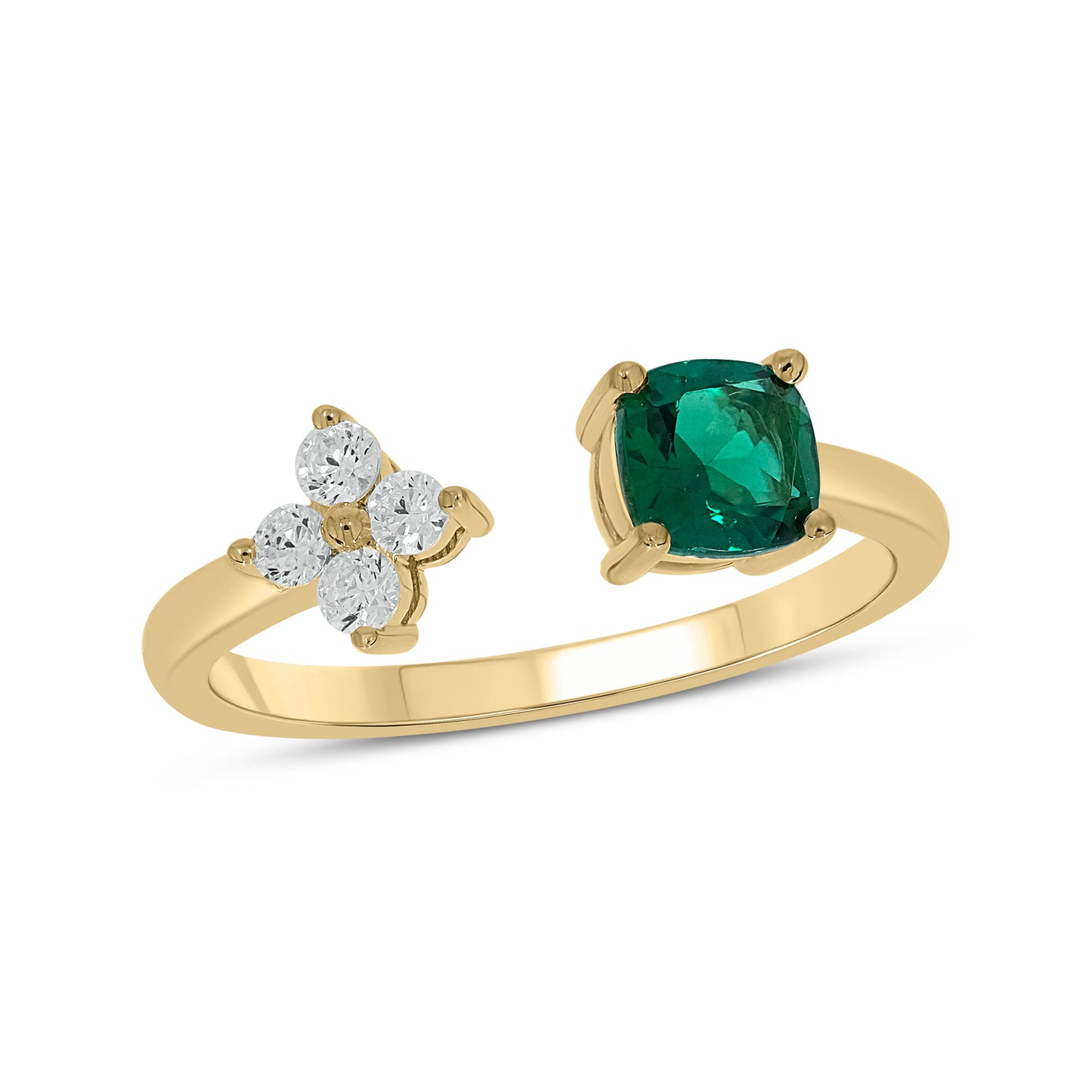 14KT Gold Gorgeous Emerald & Diamond Open ring