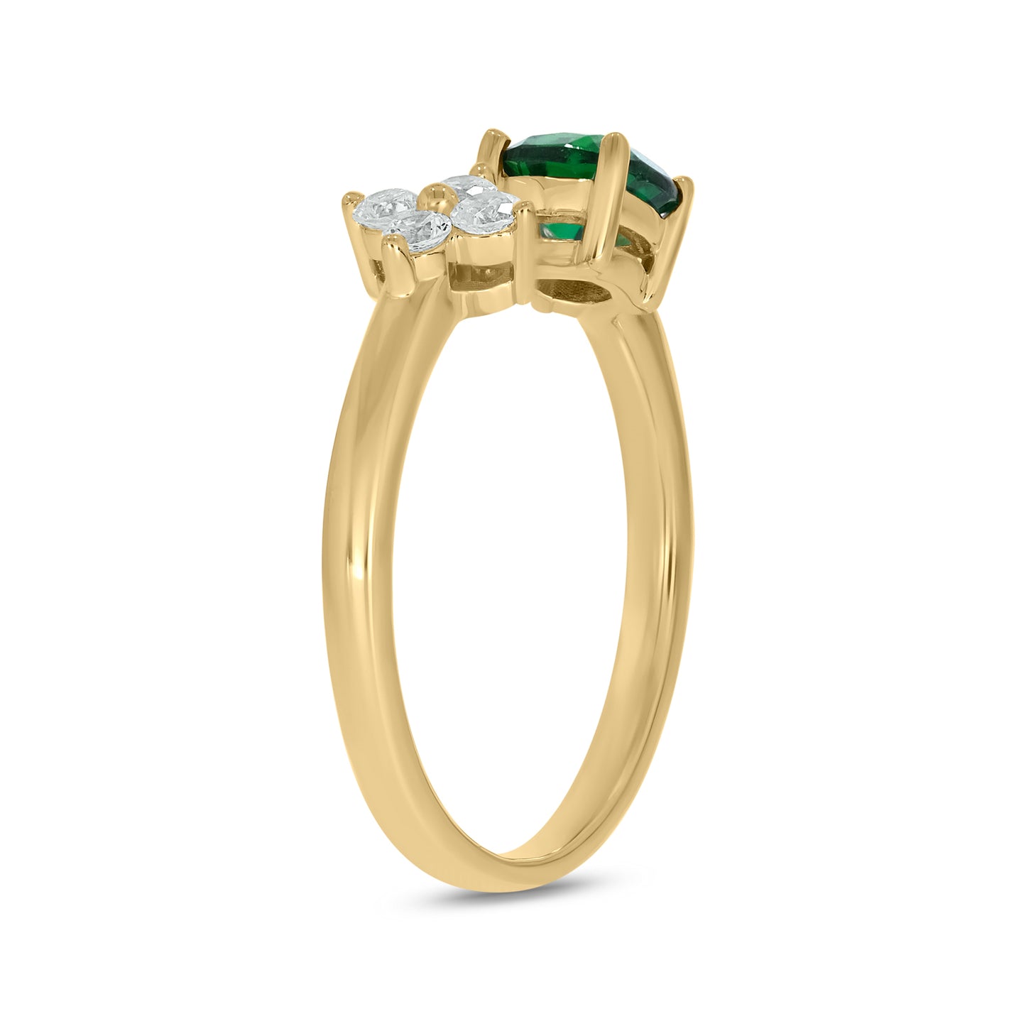 14KT Gold Gorgeous Emerald & Diamond Open ring