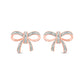 Diamond Accent Ribbon Bow Earrings in 925 Sterling Silver