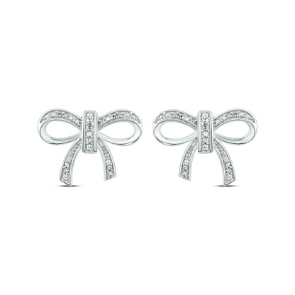 14K & 18K Gold Vermeil Diamond Ribbon Bow Earrings