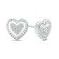 925 Sterling Silver Cluster Heart Diamond Stud Earrings