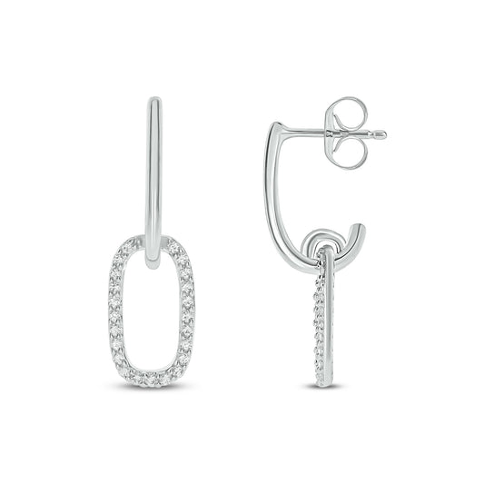 Mini Paper Clip Drop Earrings in 925 Sterling Silver
