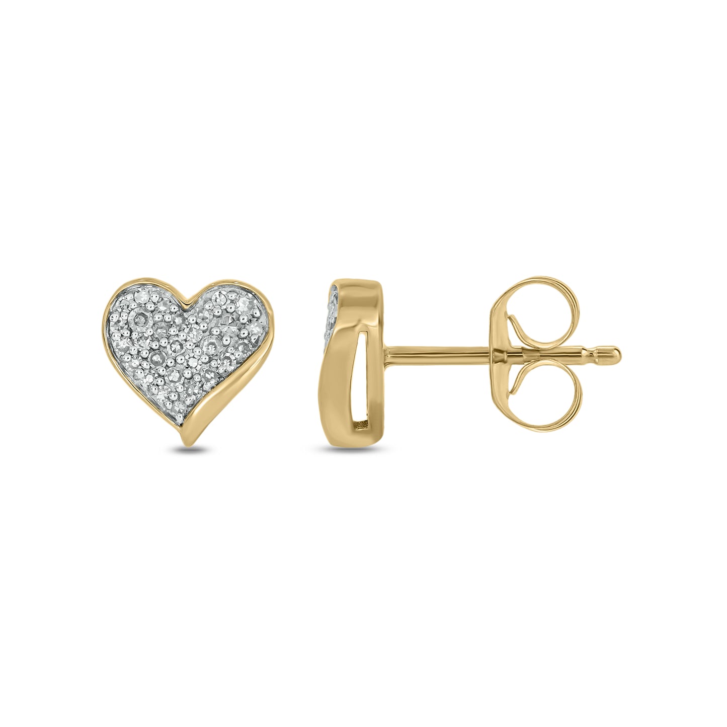 14KT Gold Cute Diamond Heart Studs