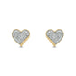 14KT Gold Cute Diamond Heart Studs