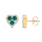 Emerald & Diamonds Heart Stud Earrings in 14KT Gold