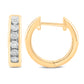 Classic Hoop Huggie Channel Set Diamond Earrings in 925 Sterling Silver
