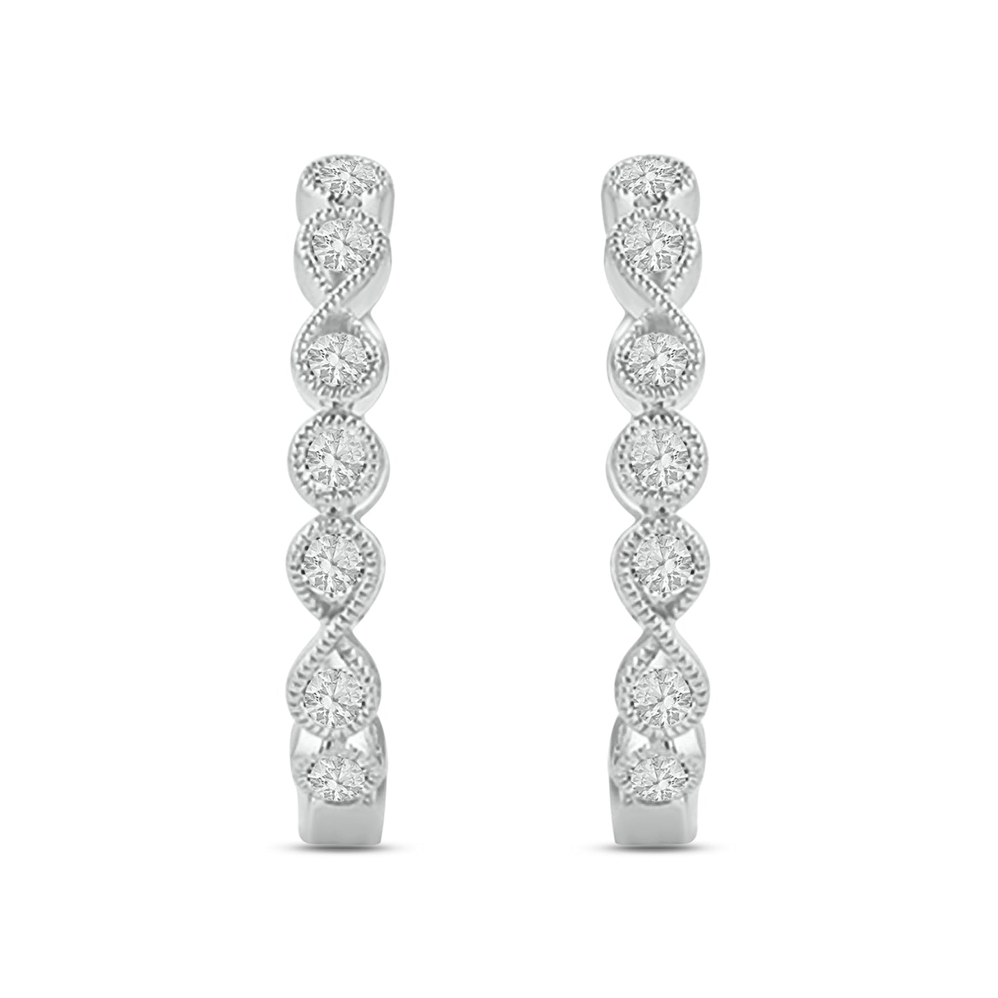 Small Hoop Diamond Earrings in 925 Sterling Silver