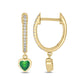 14KT Gold & Sterling Silver Diamond Mini Dangling Gemstone Hoop Earrings