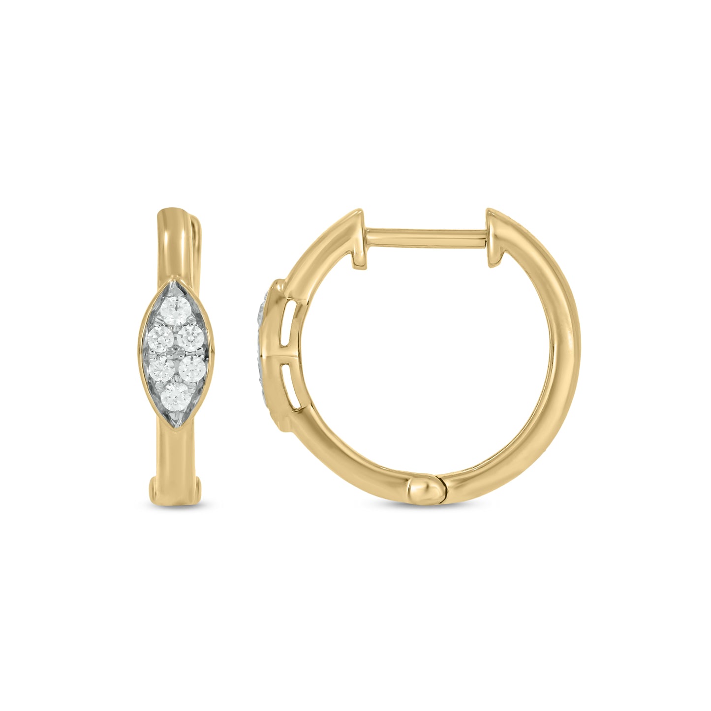 10KT Gold Dainty Diamond Studded Hoop Earrings
