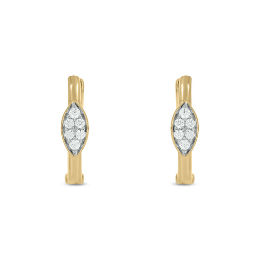 10KT Gold Dainty Diamond Studded Hoop Earrings