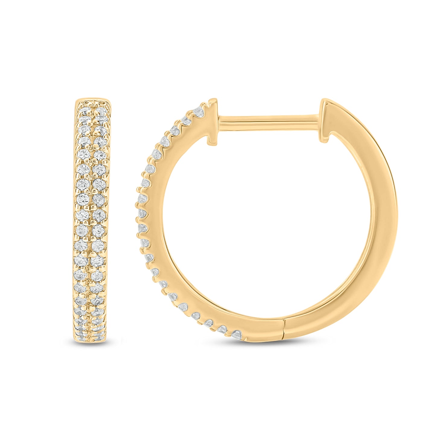 10K Gold Classic Diamond Hoop Earrings
