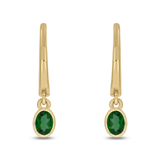 14KT Gold, Mini Dangling Gemstone Hoop Earrings, available in Silver