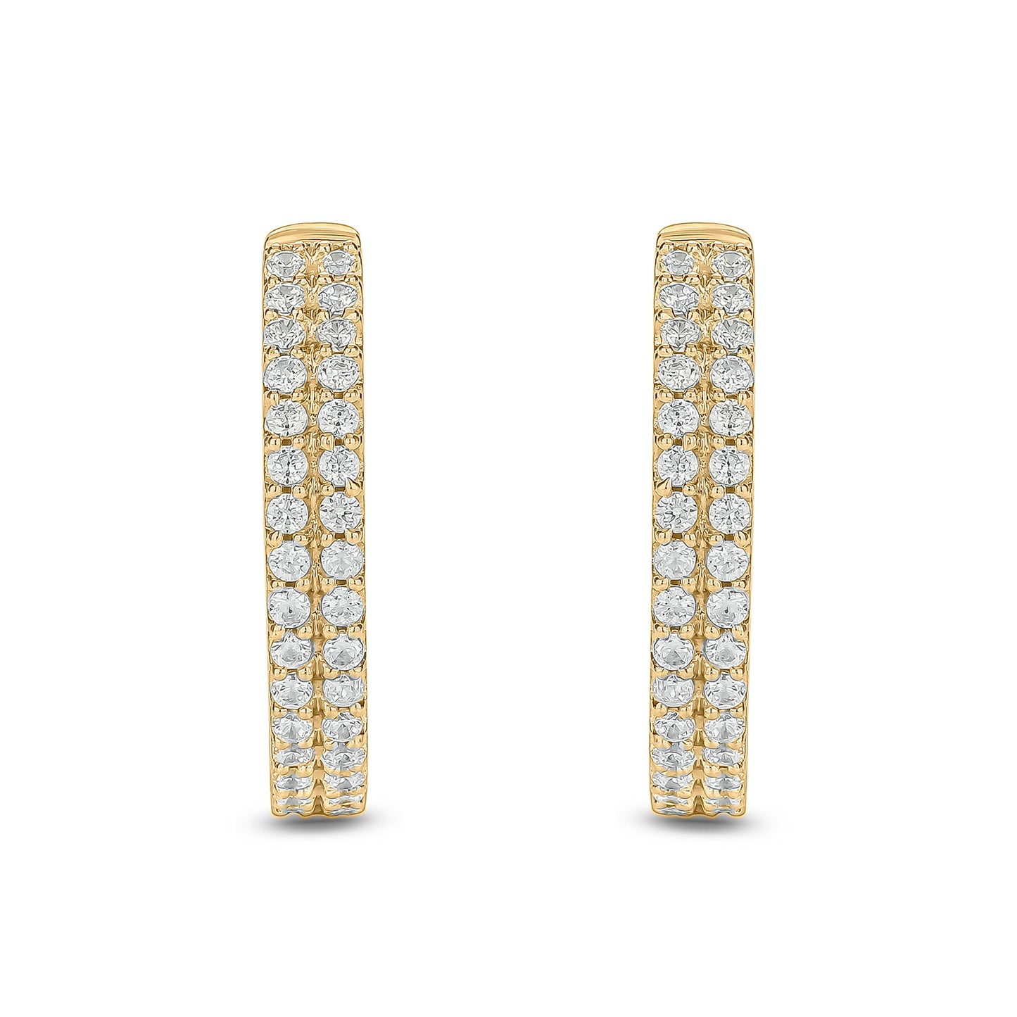 10K Gold Parallel Diamond Hoop Earrings