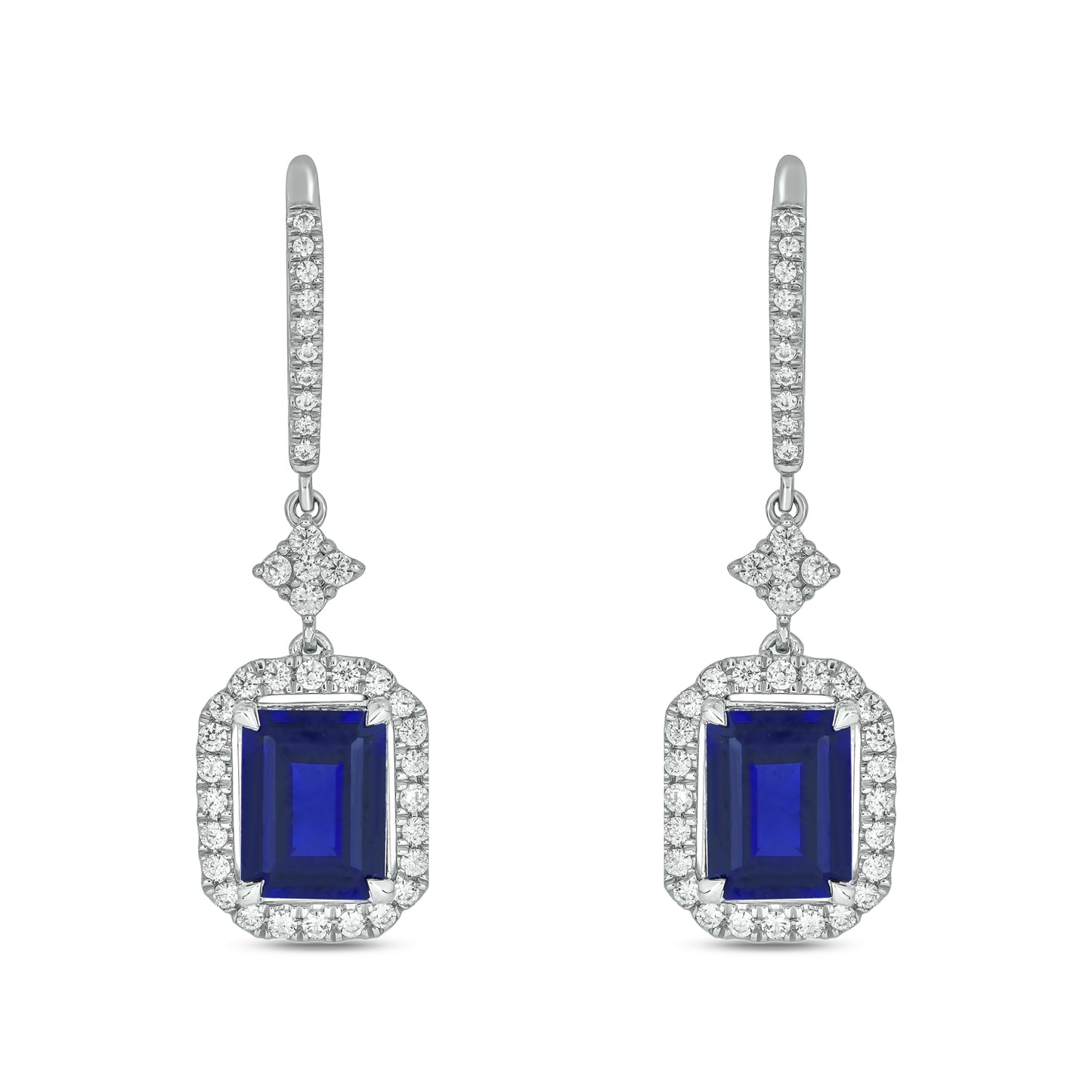 14KT Gold Blue Sapphire & Diamond Stunning Earrings