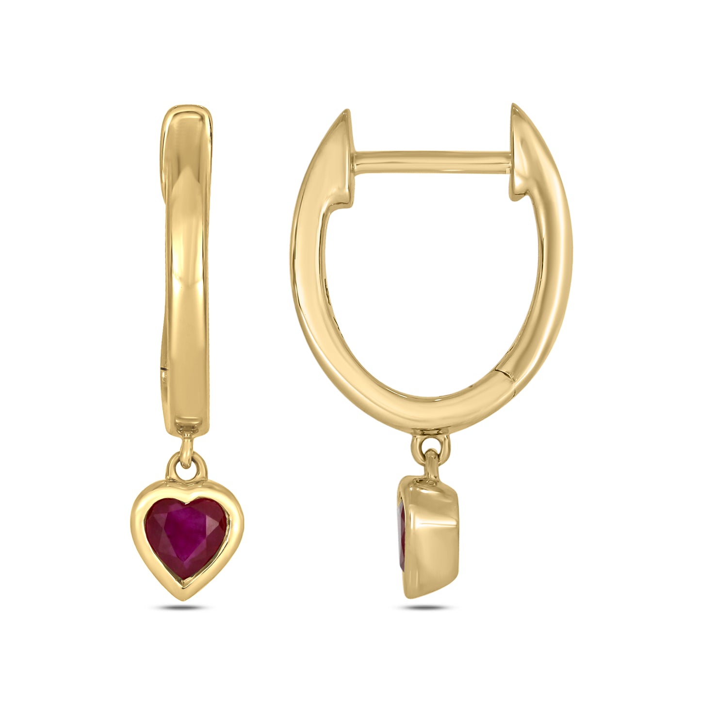 14KT Gold & Silver Mini Dangling Gemstone Hoop Earrings