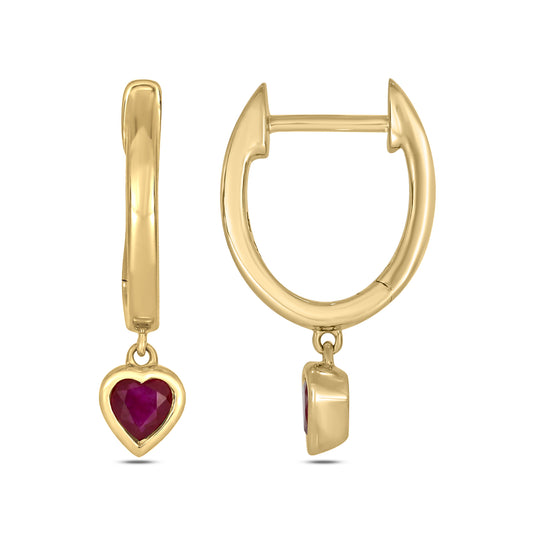 14KT Gold, Mini Dangling Gemstone Hoop Earrings, available in sterling silver