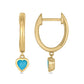 14KT Gold & Silver Diamond Mini Dangling Gemstone Hoop Earrings