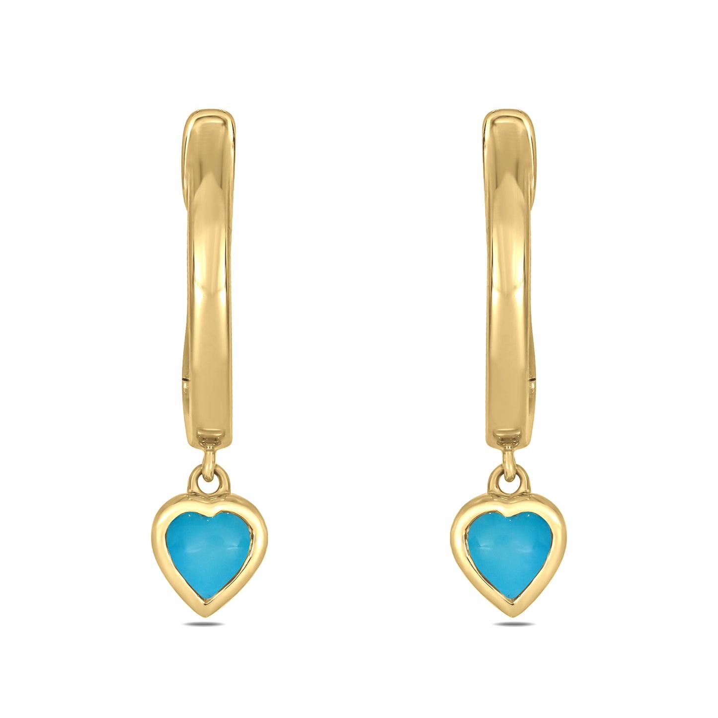 14KT Gold & Silver Diamond Mini Dangling Gemstone Hoop Earrings