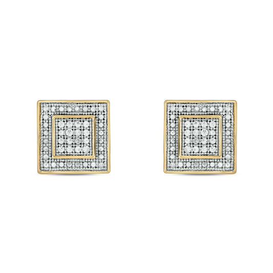 14KT Gold & Diamond Men's Square Earrings