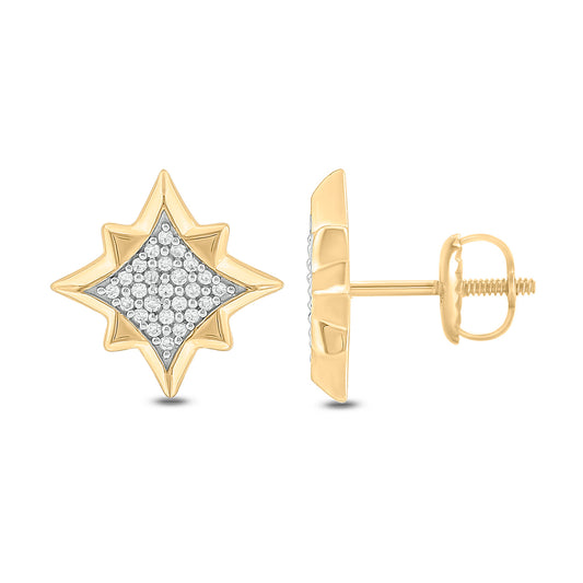 Men's Star Shaped Stud Earrings in Gold Plated Sterling Silver