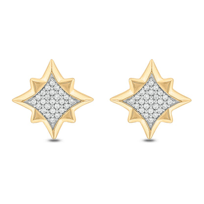 Men's Star Shaped Stud Earrings in Gold Plated Sterling Silver