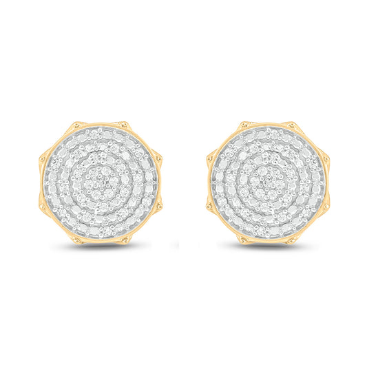 Men's Cluster Star Stud Earrings in Gold Plated Sterling Silver