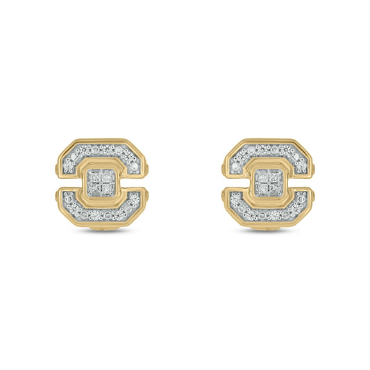 14KT Gold & Diamond Men's Stud Earrings