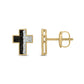 14KT Gold & Black Diamond Men's Cross Stud Earrings
